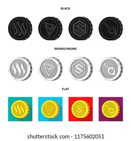 Vector design of cryptocurrency and coin symbol. Set of cryptocurrency and crypto stock vector illustration.