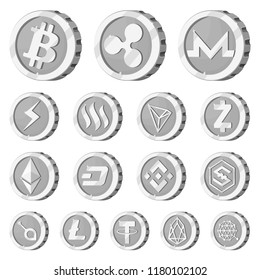 Vector design of cryptocurrency and coin symbol. Collection of cryptocurrency and crypto vector icon for stock.