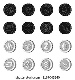 Vector design of cryptocurrency and coin symbol. Collection of cryptocurrency and crypto stock vector illustration.