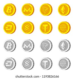 Vector design of cryptocurrency and coin symbol. Collection of cryptocurrency and crypto stock vector illustration.
