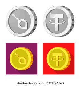 Vector design of cryptocurrency and coin symbol. Collection of cryptocurrency and crypto vector icon for stock.