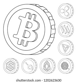 Vector design of cryptocurrency and coin symbol. Collection of cryptocurrency and crypto stock symbol for web.