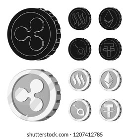 Vector design of cryptocurrency and coin symbol. Set of cryptocurrency and crypto stock vector illustration.