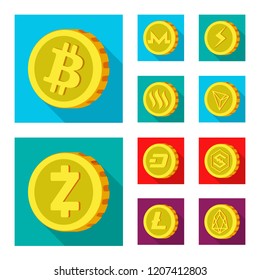 Vector design of cryptocurrency and coin symbol. Set of cryptocurrency and crypto stock symbol for web.