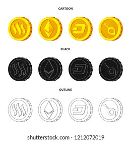 Vector design of cryptocurrency and coin symbol. Set of cryptocurrency and crypto stock vector illustration.