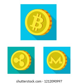 Vector design of cryptocurrency and coin symbol. Set of cryptocurrency and crypto stock vector illustration.