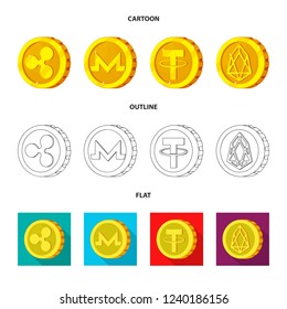 Vector design of cryptocurrency and coin symbol. Set of cryptocurrency and crypto stock symbol for web.