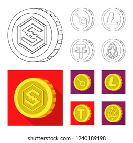 Vector design of cryptocurrency and coin symbol. Collection of cryptocurrency and crypto vector icon for stock.