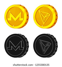 Vector design of cryptocurrency and coin symbol. Set of cryptocurrency and crypto stock vector illustration.