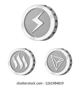 Vector design of cryptocurrency and coin symbol. Collection of cryptocurrency and crypto stock symbol for web.
