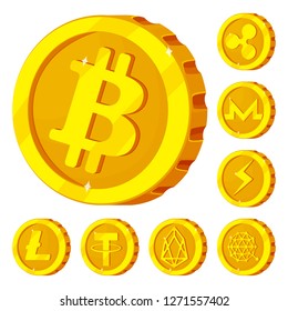 Vector design of cryptocurrency and coin symbol. Set of cryptocurrency and crypto vector icon for stock.