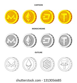 Vector design of cryptocurrency and coin symbol. Collection of cryptocurrency and crypto stock vector illustration.