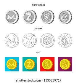 Vector design of cryptocurrency and coin symbol. Set of cryptocurrency and crypto vector icon for stock.