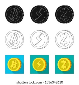 Vector design of cryptocurrency and coin symbol. Collection of cryptocurrency and crypto stock vector illustration.