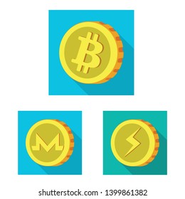 Vector design of cryptocurrency and coin symbol. Collection of cryptocurrency and crypto vector icon for stock.