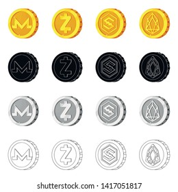 Vector design of cryptocurrency and coin symbol. Collection of cryptocurrency and crypto stock vector illustration.