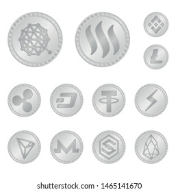 Vector design of cryptography and finance sign. Set of cryptography and e-business stock vector illustration.