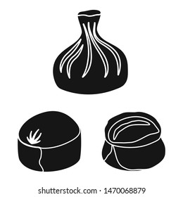 Diseño vectorial de la cocina y el icono del aperitivo. Conjunto de ícono de cocina y vectores de comida para stock.