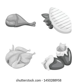 Vector design of cuisine and bird icon. Collection of cuisine and poultry vector icon for stock.