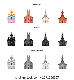 Vector design of cult and temple icon. Set of cult and parish stock symbol for web.