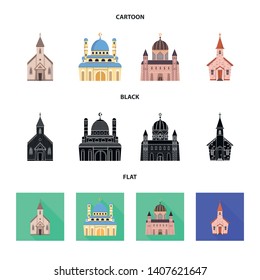 Vector design of cult and temple icon. Collection of cult and parish vector icon for stock.