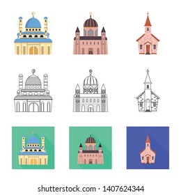 Vector design of cult and temple icon. Set of cult and parish stock vector illustration.