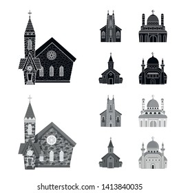 Vector design of cult and temple icon. Set of cult and parish stock vector illustration.