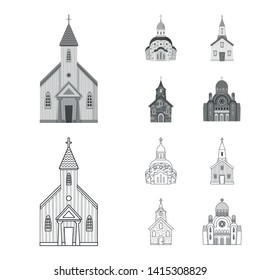 Vector design of cult and temple icon. Set of cult and parish stock vector illustration.