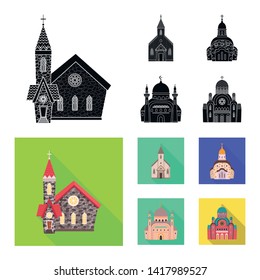 Vector design of cult and temple icon. Collection of cult and parish stock symbol for web.