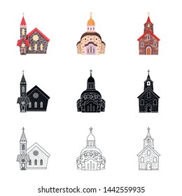 Vector design of cult and temple icon. Collection of cult and parish stock vector illustration.