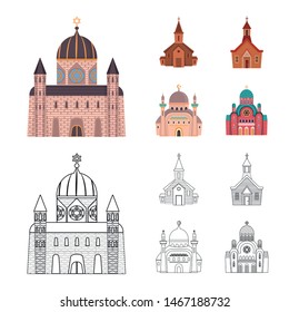 Vector design of cult and temple icon. Collection of cult and parish stock vector illustration.