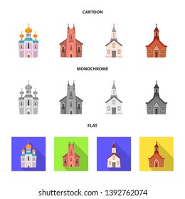 Vector design of cult and temple logo. Set of cult and parish vector icon for stock.
