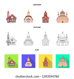 Vector design of cult and temple logo. Collection of cult and parish stock vector illustration.