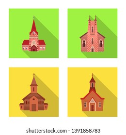 Vector design of cult and temple sign. Collection of cult and parish vector icon for stock.