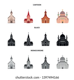 Vector design  cult and temple sign. Set  cult and parish stock symbol for web.