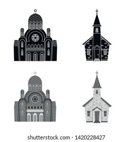 Vector design of cult and temple sign. Collection of cult and parish vector icon for stock.