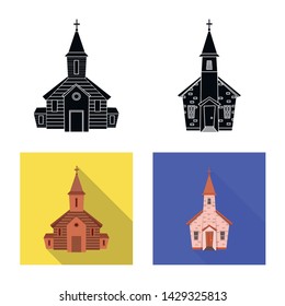 Vector design of cult and temple sign. Set of cult and parish stock symbol for web.
