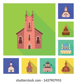 Vector design of cult and temple sign. Collection of cult and parish stock vector illustration.