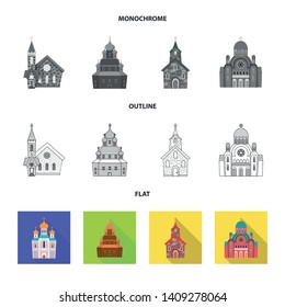 Vector design of cult and temple symbol. Set of cult and parish stock vector illustration.