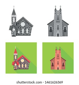 Vector design of cult and temple symbol. Collection of cult and parish stock vector illustration.