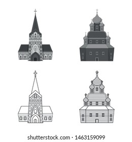 Vector design of cult and temple symbol. Collection of cult and parish stock symbol for web.