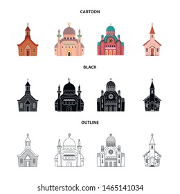Vector design of cult and temple symbol. Collection of cult and parish stock symbol for web.