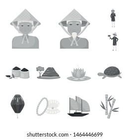 Vector design of culture and landmark symbol. Collection of culture and asia stock vector illustration.