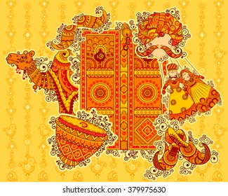 Vector design of culture of Rajasthan in Indian art style