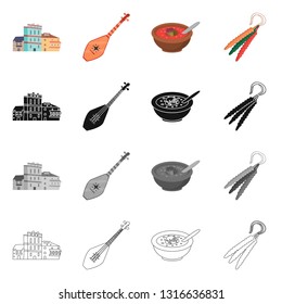 Vector design of culture and sightseeing sign. Set of culture and originality vector icon for stock.