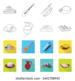 Vector design of culture and sightseeing sign. Set of culture and originality vector icon for stock.