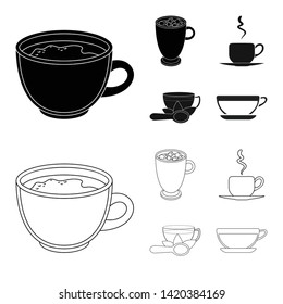 Vector design of cup and coffe logo. Collection of cup and top  stock symbol for web.