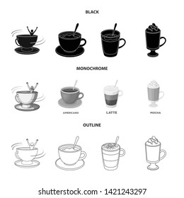 Vector design of cup and coffe logo. Collection of cup and top  vector icon for stock.