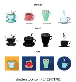 Vector design of cup and coffe logo. Collection of cup and top stock vector illustration.