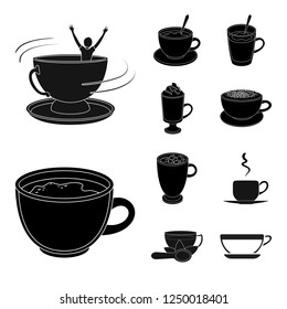 Vector design of cup and coffe symbol. Set of cup and top  stock symbol for web.